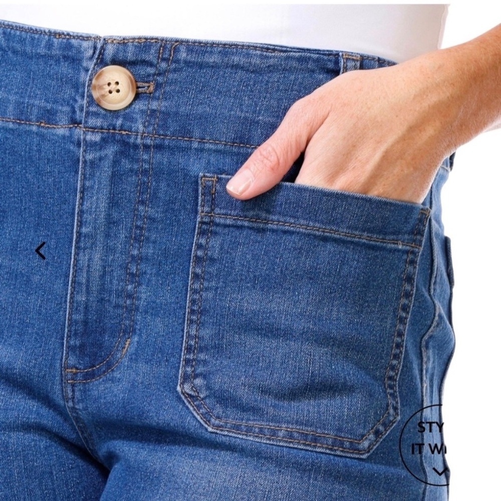 NEW Rafaella Denim Wide Leg Jeans Plus Size 14 Patch Pockets Casual Boho Preppy - Picture 3 of 9